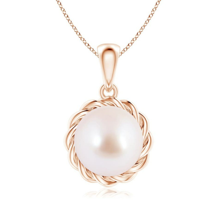 Necklaces Angara Akoya Pearl | Rope-Framed Japanese Akoya Pearl Pendant