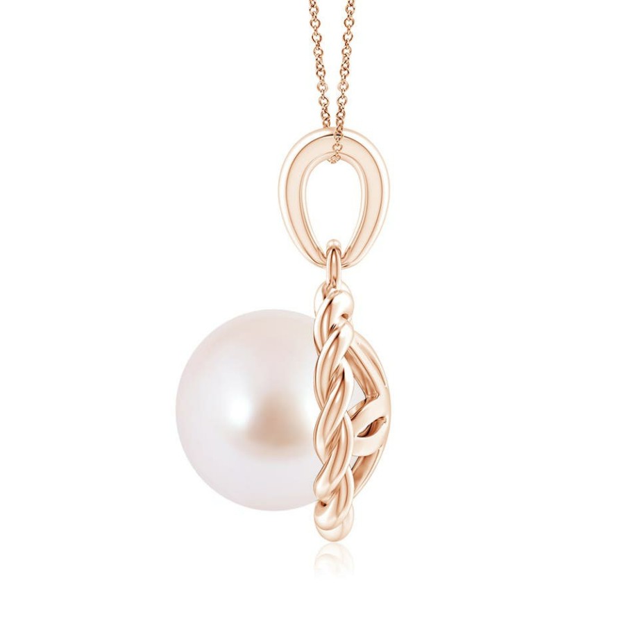 Necklaces Angara Akoya Pearl | Rope-Framed Japanese Akoya Pearl Pendant