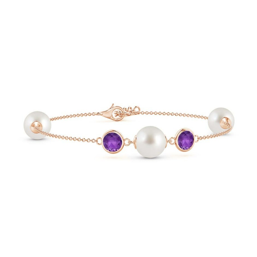 Bracelets Angara South Sea Pearl | South Sea Pearl And Amethyst Bracelet