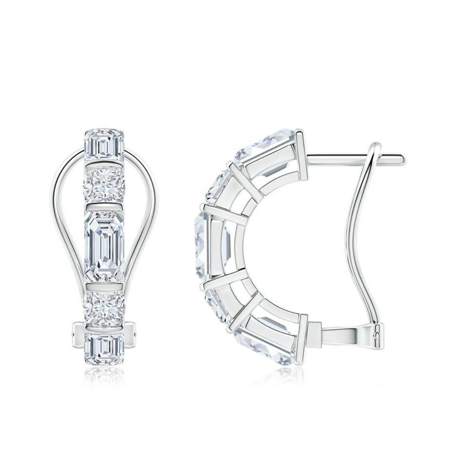 Earrings Angara Diamond | Natori X Angara Orient Express Lab-Grown Emerald-Cut & Cushion Diamond Half Hoop Earrings