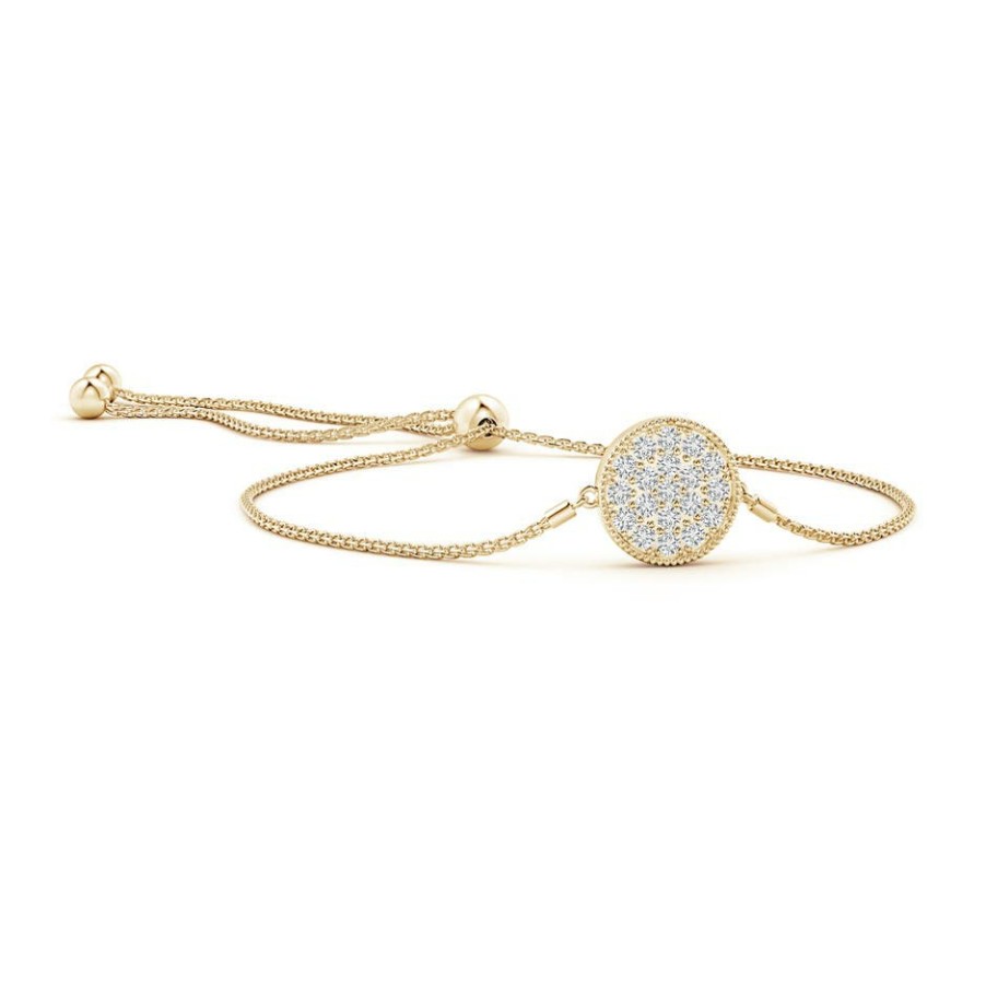 Bracelets Angara Diamond | Pave-Set Diamond Disc Bolo Bracelet