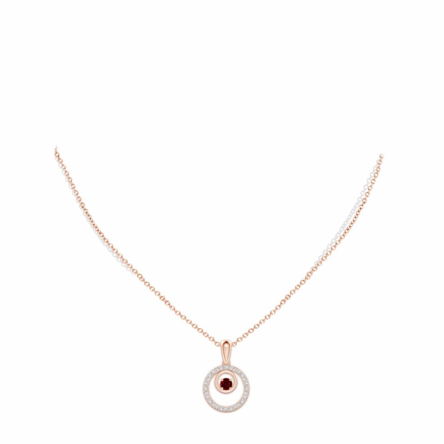 Necklaces Angara Ruby | Ruby And Diamond Cancer Circle Pendant