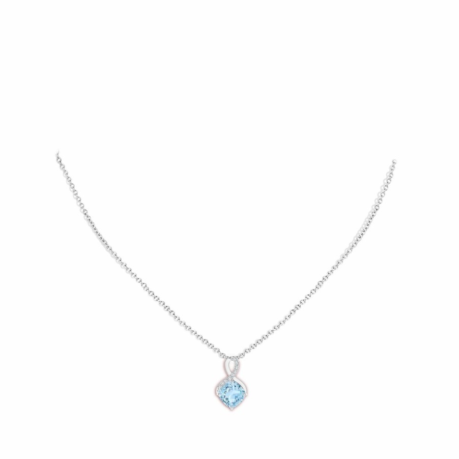 Necklaces Angara Aquamarine | Claw-Set Aquamarine Infinity Pendant With Diamonds