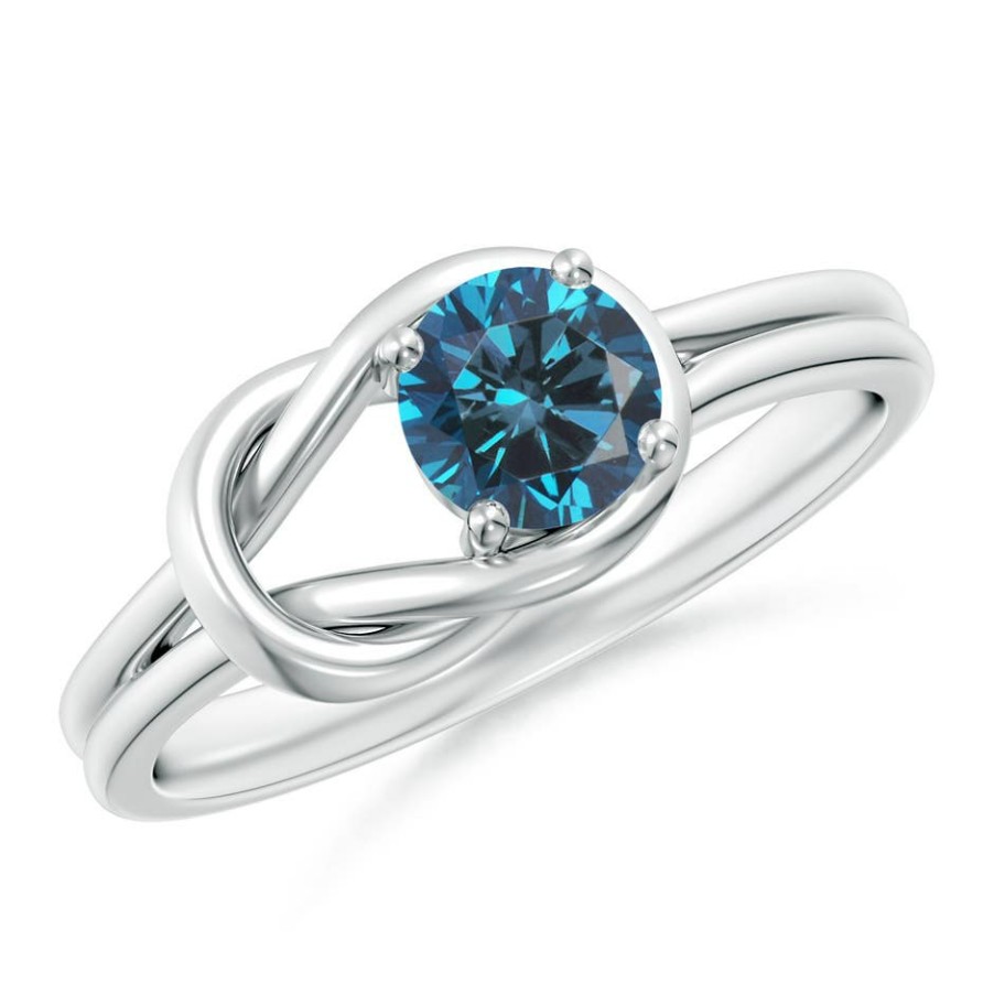 Rings Angara Enhanced Blue | Solitaire Blue Diamond Infinity Knot Ring