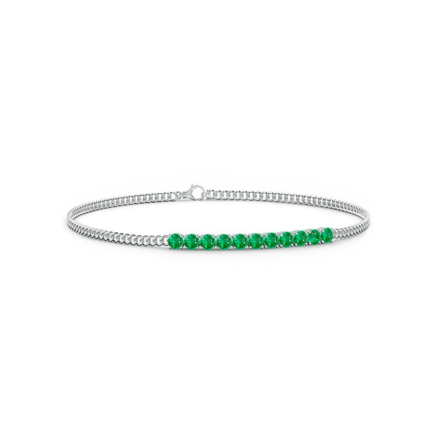 Bracelets Angara Emerald | Prong-Set Emerald Bar Bracelet