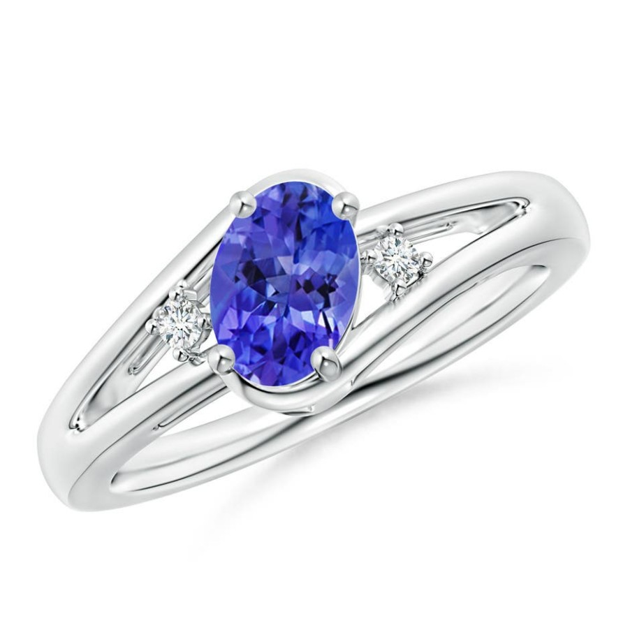 Rings Angara Tanzanite | Tanzanite And Diamond Split Shank Ring