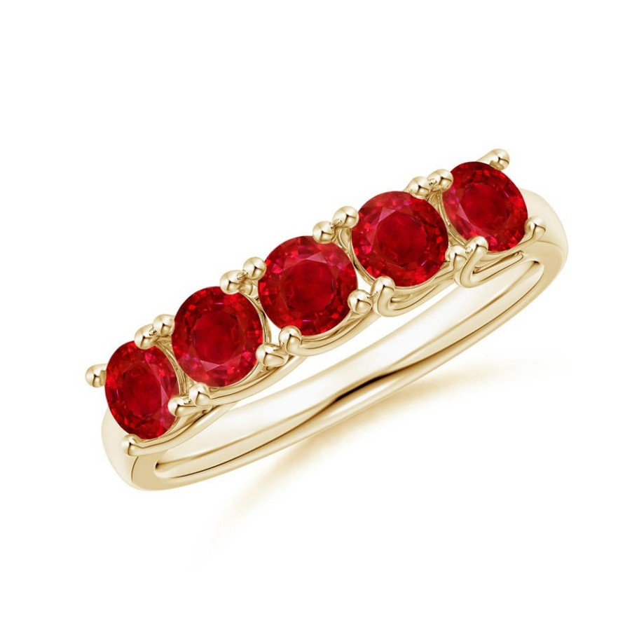 Rings Angara Ruby | Half Eternity Five Stone Ruby Wedding Band