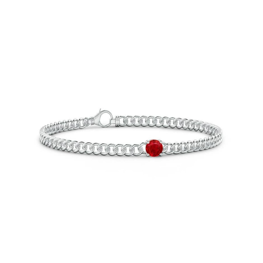 Bracelets Angara Ruby | Solitaire Round Ruby Bracelet