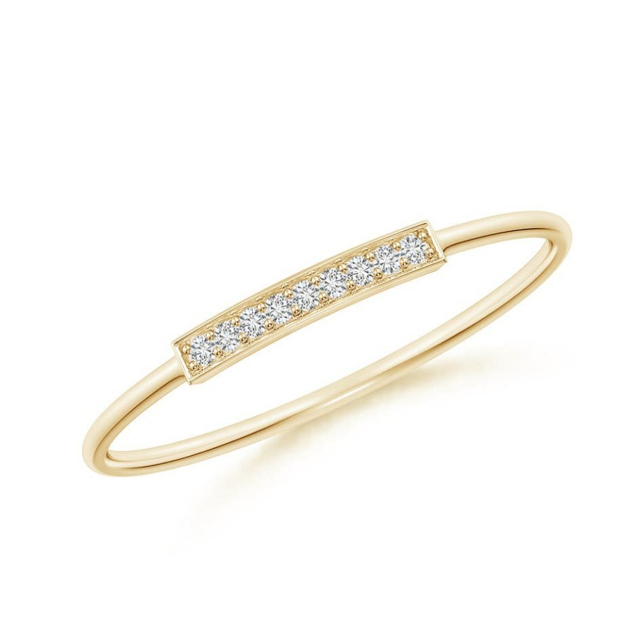 Rings Angara Diamond | Pave Set Diamond Bar Ring With Milgrain