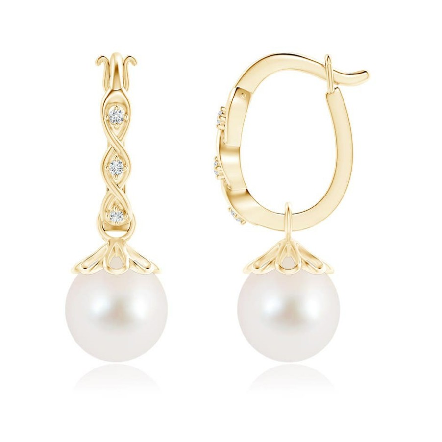 Earrings Angara Freshwater Pearl | Freshwater Pearl Infinity Hinged Clip Earrings