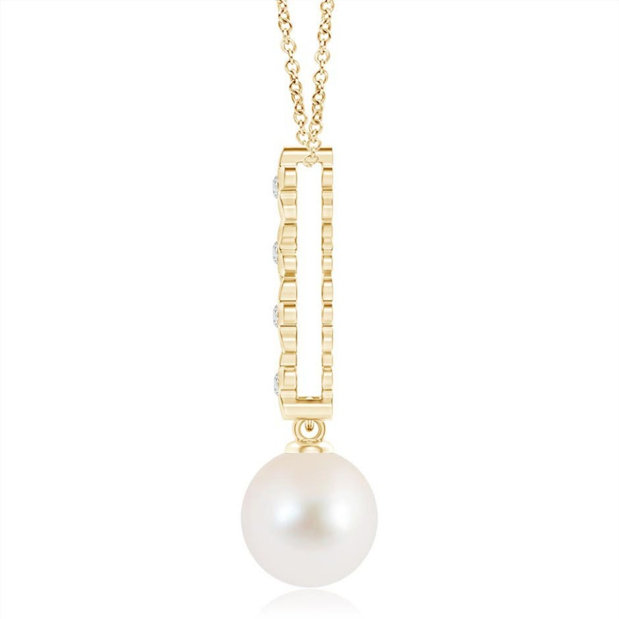 Necklaces Angara Freshwater Pearl | Freshwater Pearl Pendant With Cascading Flowers