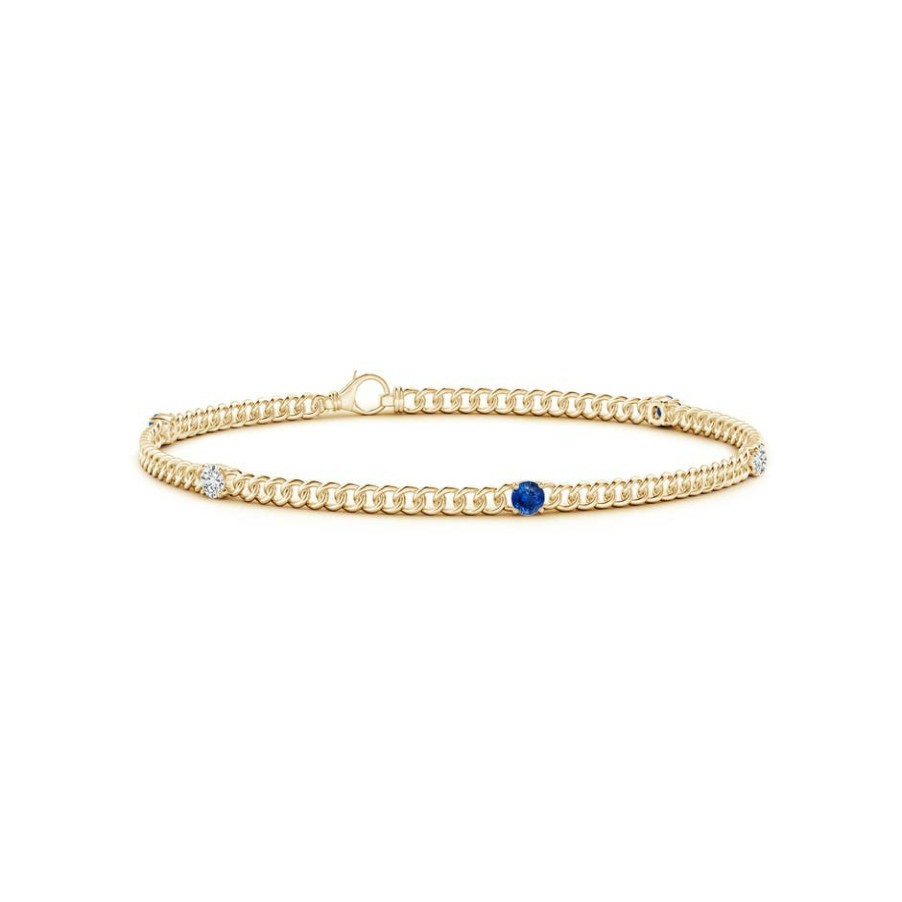 Bracelets Angara Blue Sapphire | Five Stone Sapphire And Diamond Station Bracelet