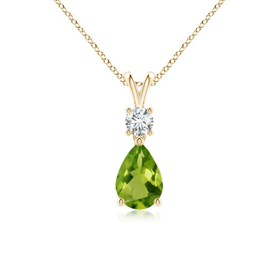 Necklaces Angara Peridot | Pear-Shaped Peridot V-Bale Pendant