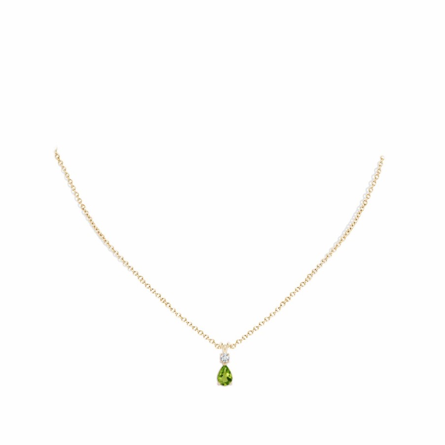 Necklaces Angara Peridot | Pear-Shaped Peridot V-Bale Pendant