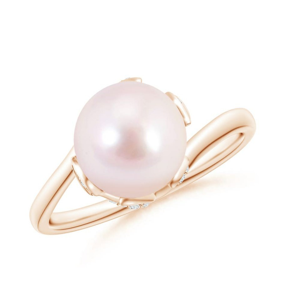 Rings Angara Akoya Pearl | Japanese Akoya Pearl Olive Leaf Bypass Ring