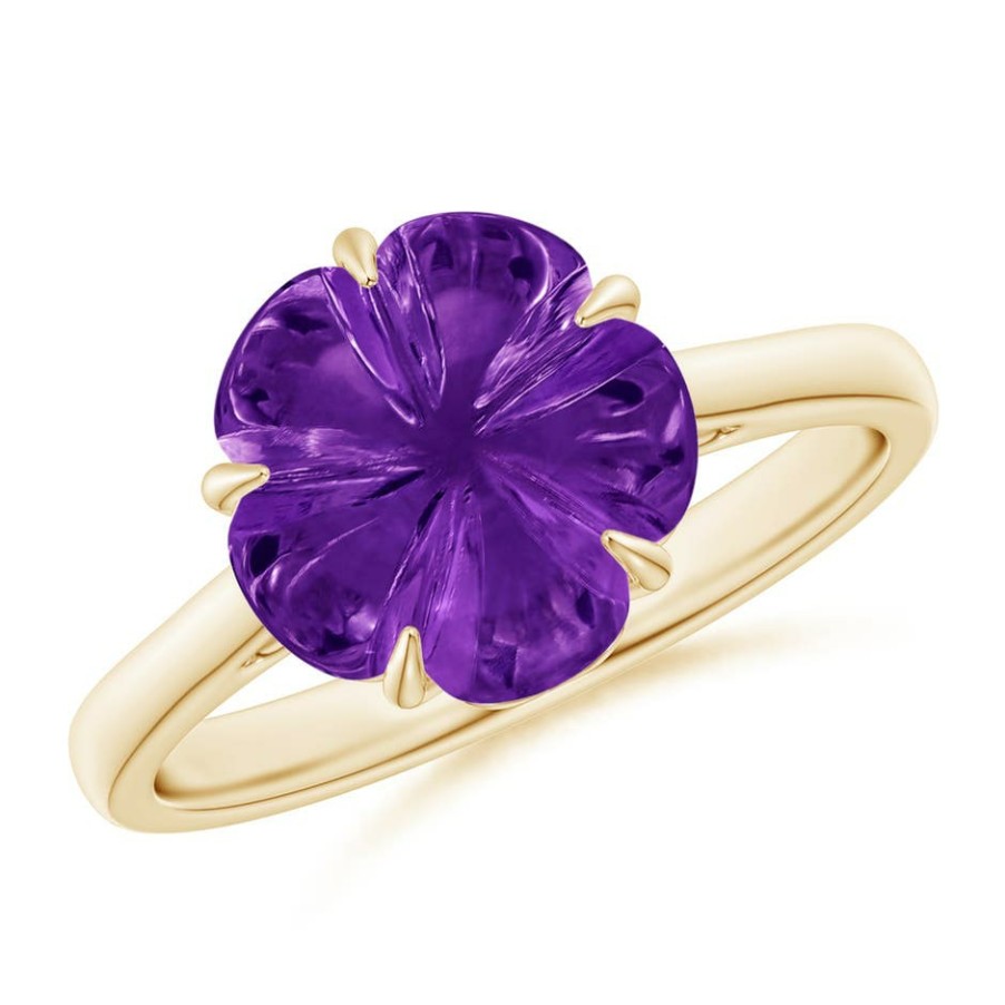 Rings Angara Amethyst | Five-Petal Flower Amethyst Solitaire Ring