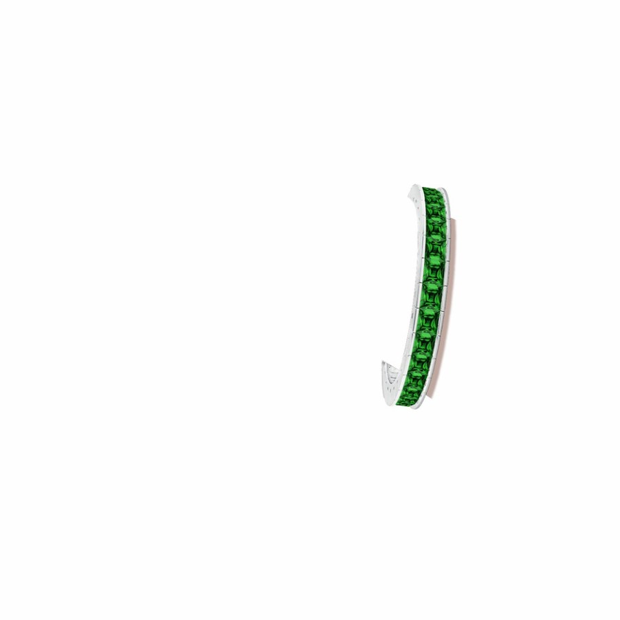 Bracelets Angara Emerald | Lab-Grown Channel-Set Princess-Cut Emerald Tennis Bracelet