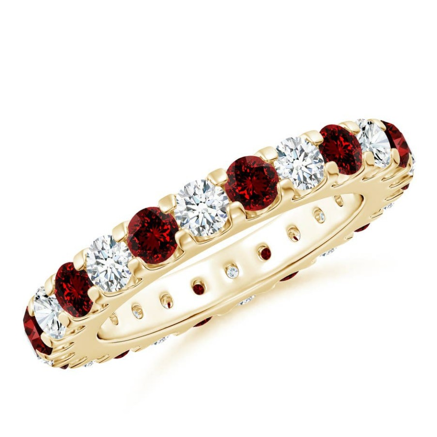 Rings Angara Ruby | Lab-Grown Shared Prong Ruby And Lab Diamond Eternity Ring