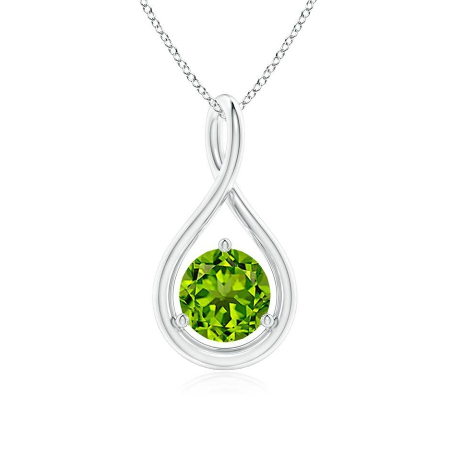 Necklaces Angara Peridot | Solitaire Round Peridot Infinity Twist Pendant