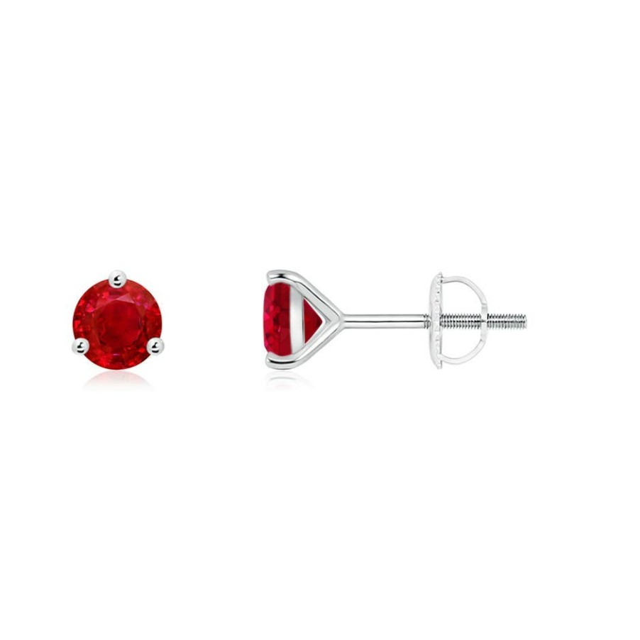 Earrings Angara Ruby | Martini-Set Round Ruby Stud Earrings