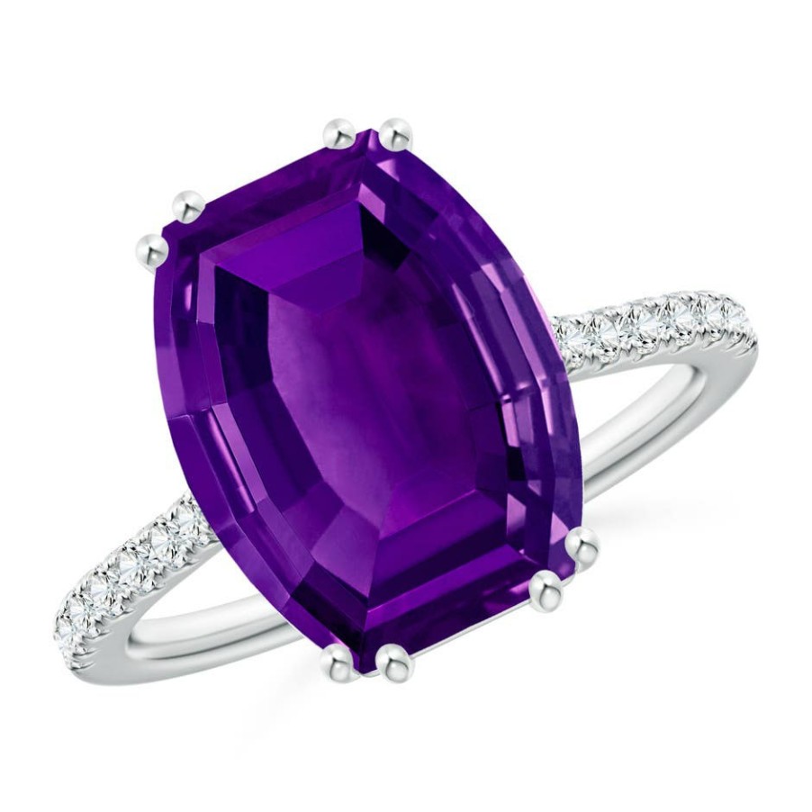 Rings Angara Amethyst | Barrel-Shaped Amethyst Solitaire Ring