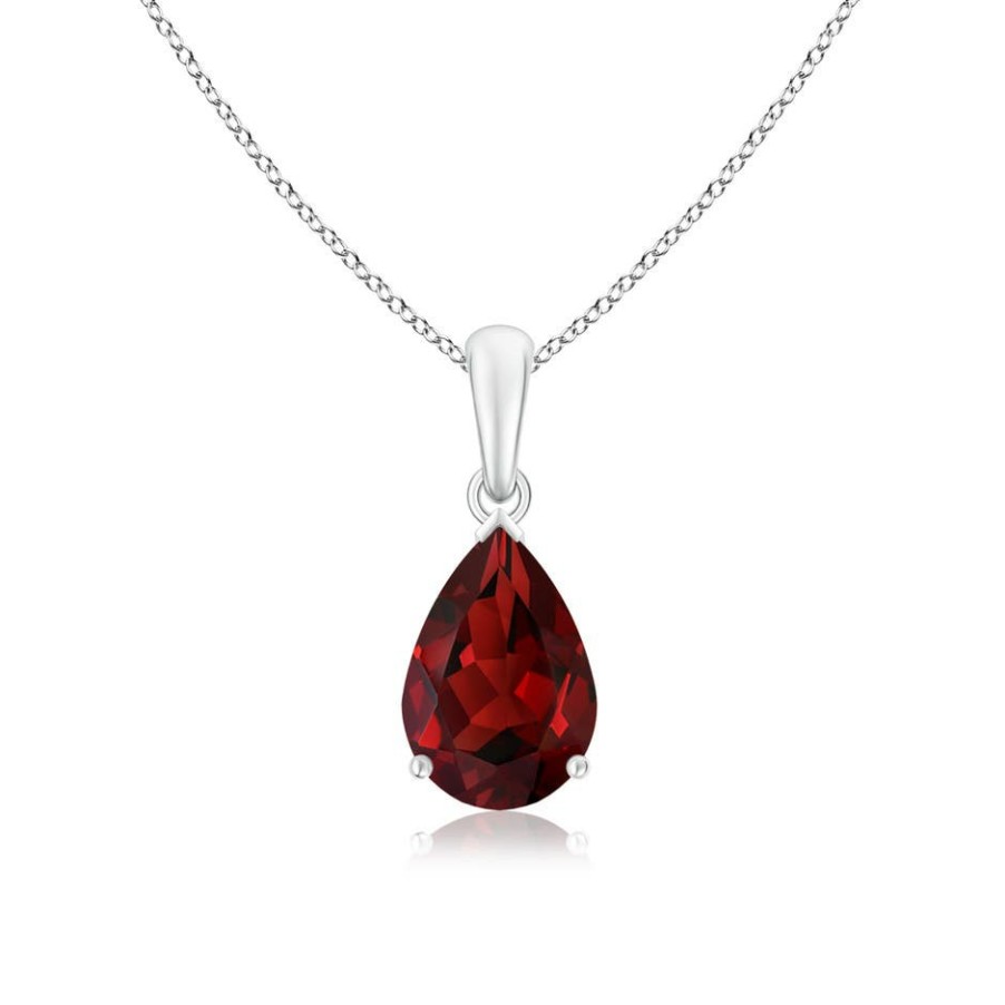 Necklaces Angara Garnet | Pear-Shaped Garnet Solitaire Pendant