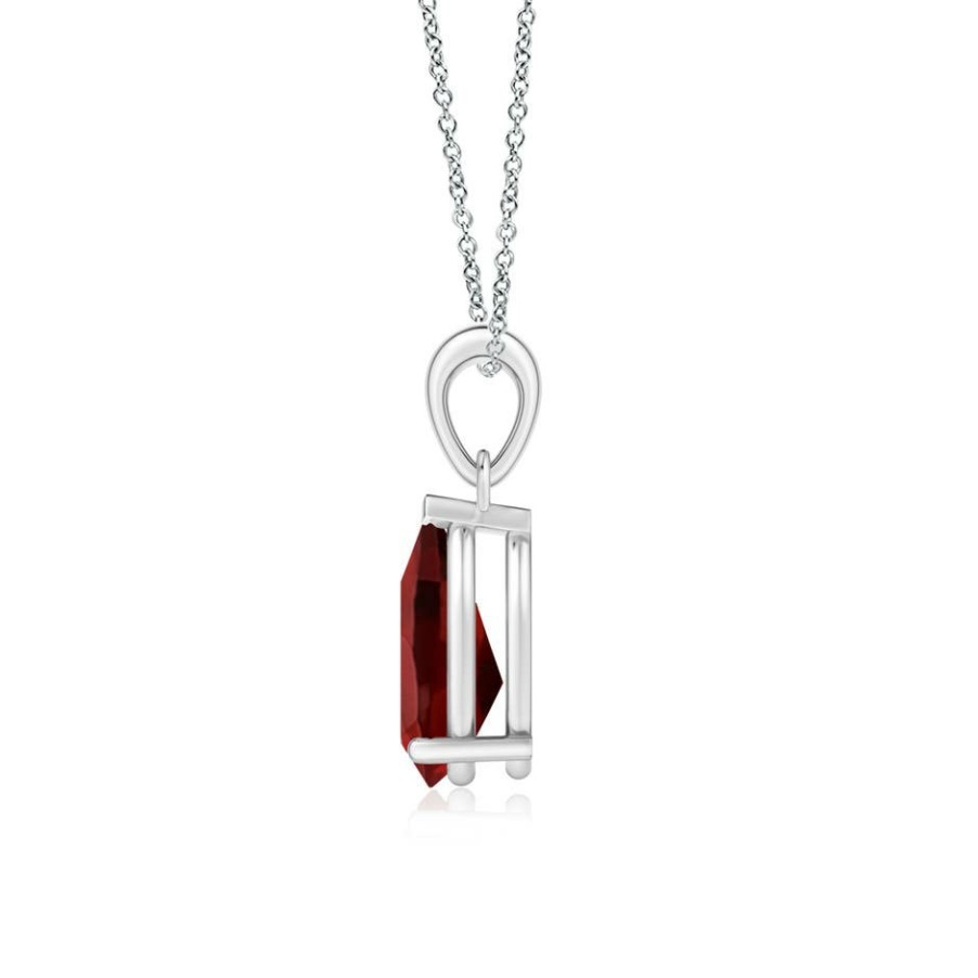 Necklaces Angara Garnet | Pear-Shaped Garnet Solitaire Pendant