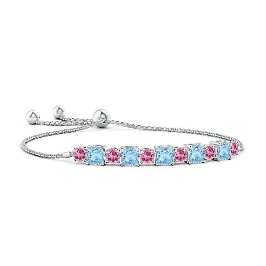 Bracelets Angara Aquamarine | Aquamarine And Pink Tourmaline Bolo Bracelet