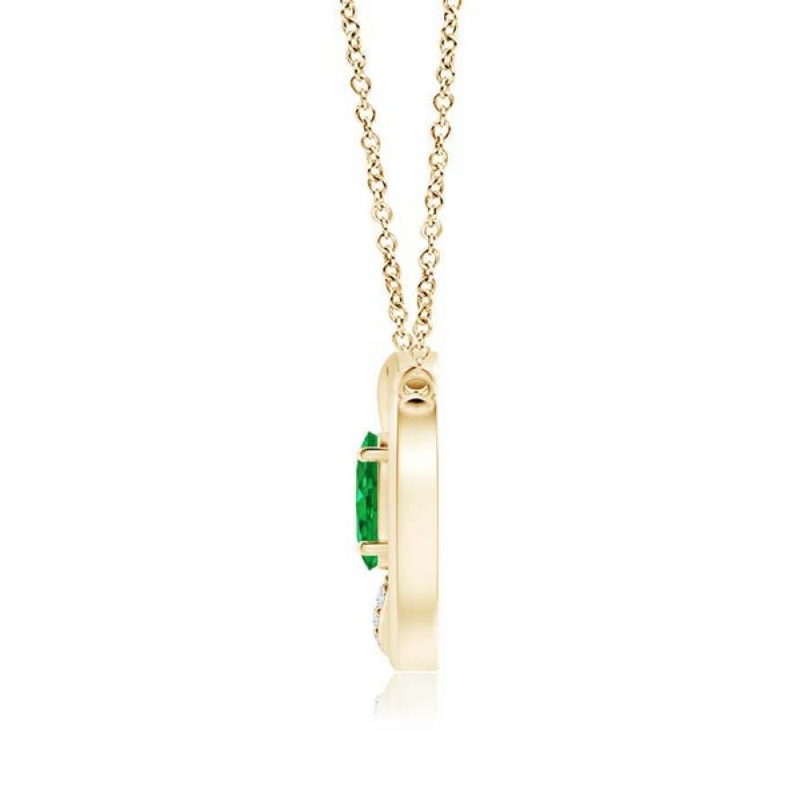 Necklaces Angara Emerald | Emerald Interlocking Circle Necklace With Diamond Accents