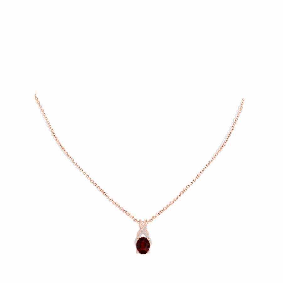 Necklaces Angara Ruby | Gia Certified Oval Ruby Criss Cross Pendant With Diamonds