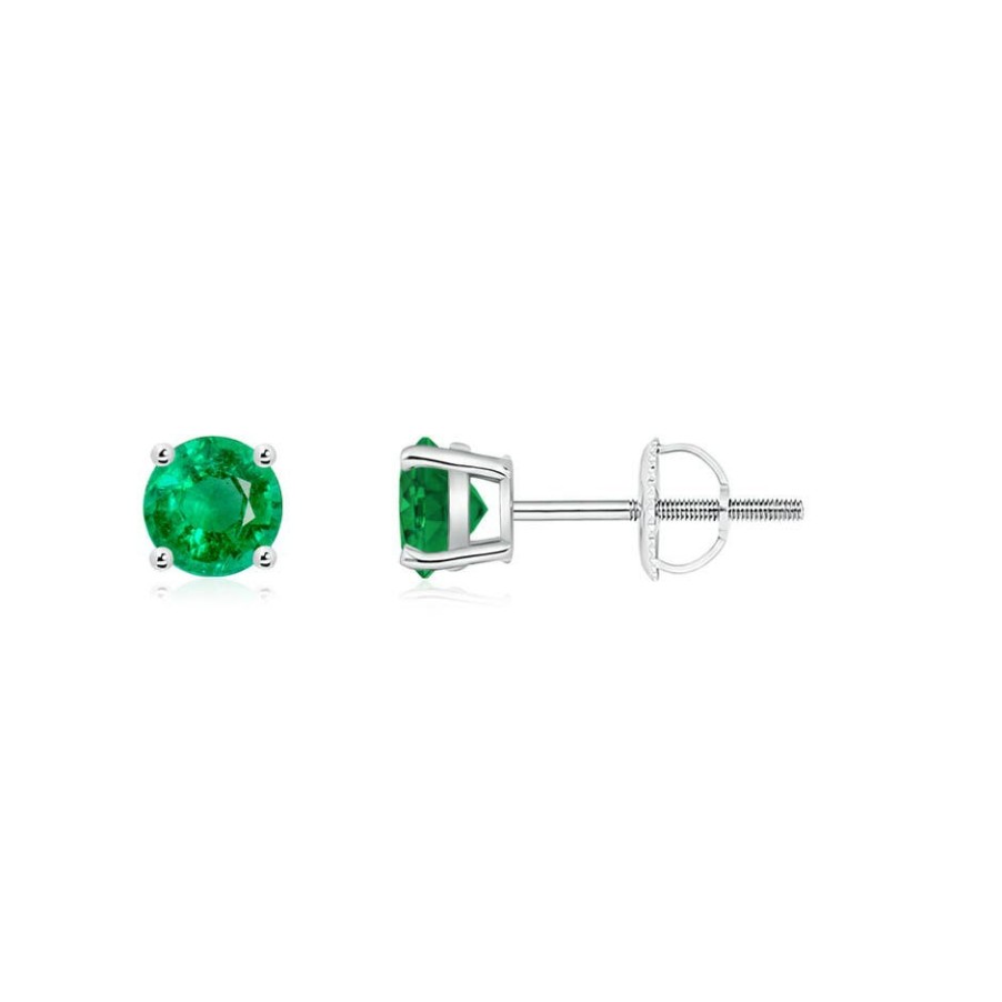 Earrings Angara Emerald | Round Emerald Stud Earrings