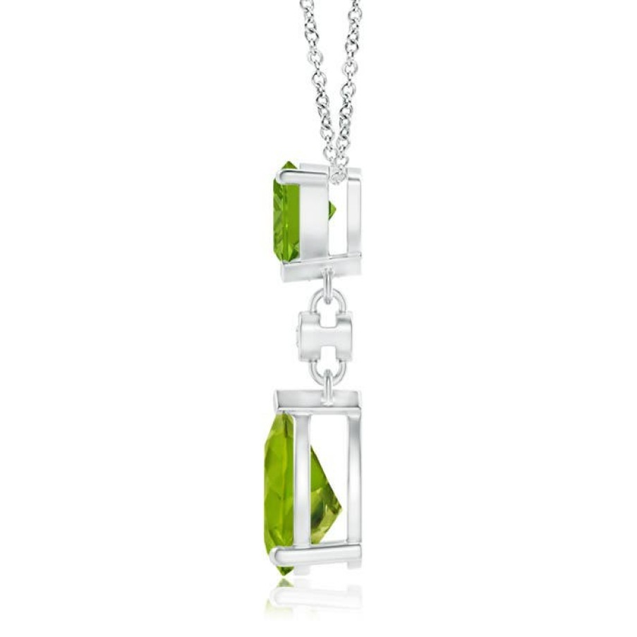 Necklaces Angara Peridot | Trillion And Pear Peridot Drop Pendant With Diamond