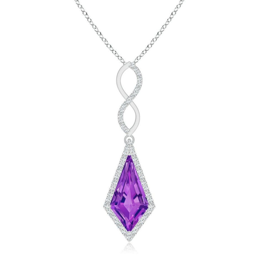 Necklaces Angara Amethyst | Kite-Shaped Step-Cut Amethyst Infinity Pendant