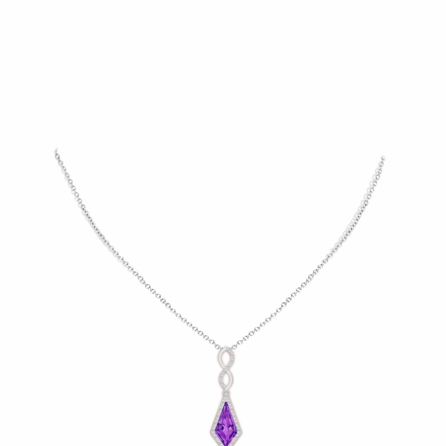 Necklaces Angara Amethyst | Kite-Shaped Step-Cut Amethyst Infinity Pendant