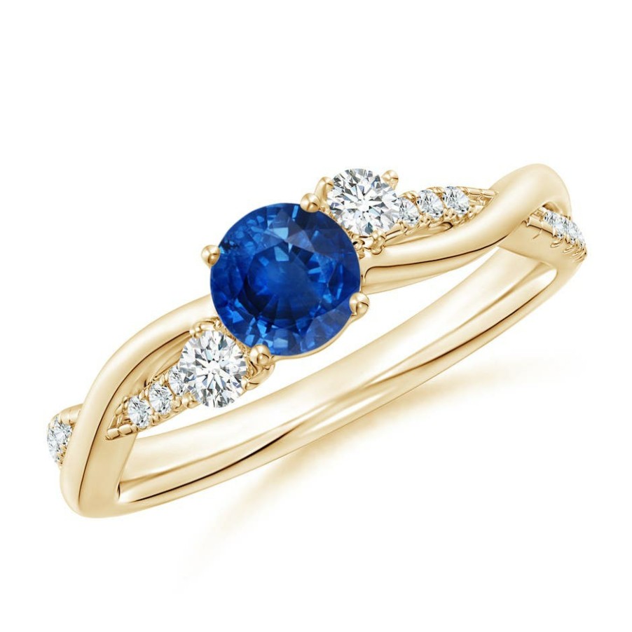 Rings Angara Blue Sapphire | Nature Inspired Blue Sapphire & Diamond Twisted Vine Ring