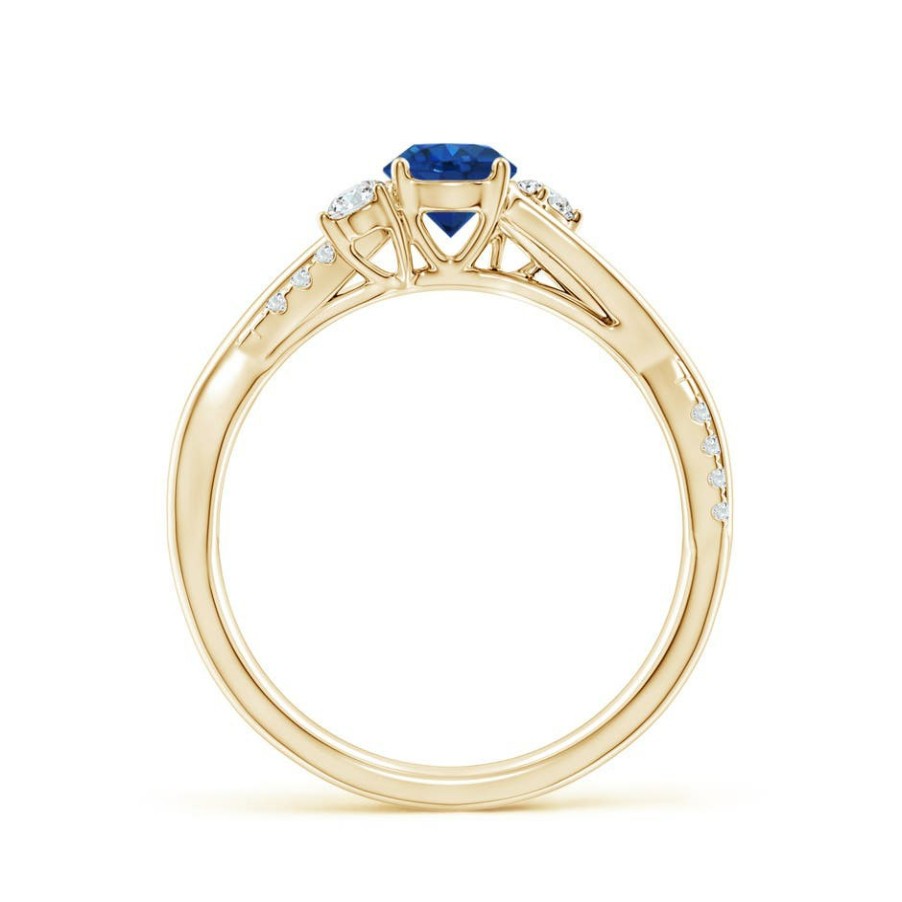 Rings Angara Blue Sapphire | Nature Inspired Blue Sapphire & Diamond Twisted Vine Ring