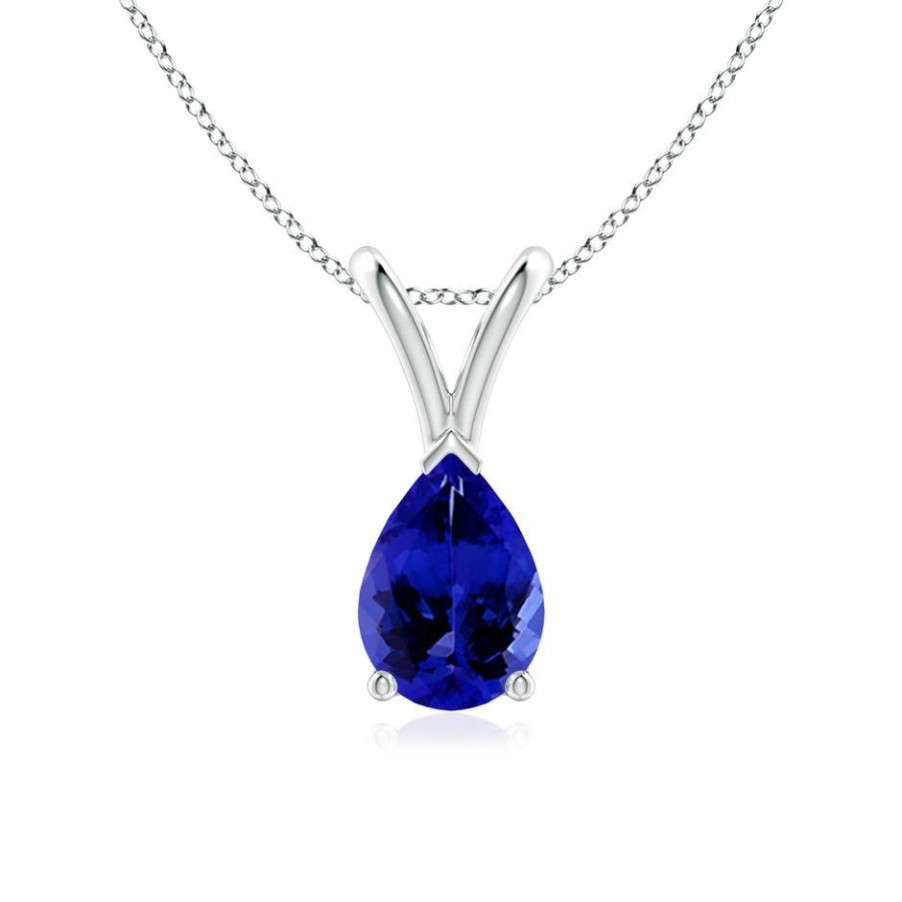 Necklaces Angara Tanzanite | V-Bale Pear-Shaped Tanzanite Solitaire Pendant