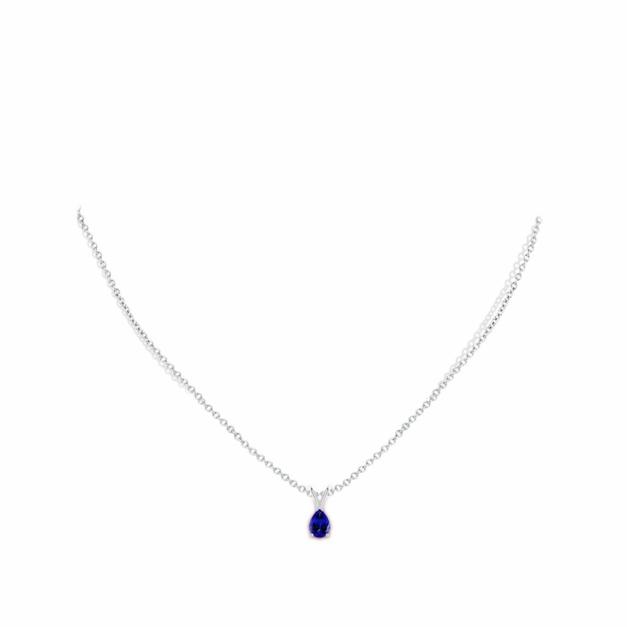 Necklaces Angara Tanzanite | V-Bale Pear-Shaped Tanzanite Solitaire Pendant