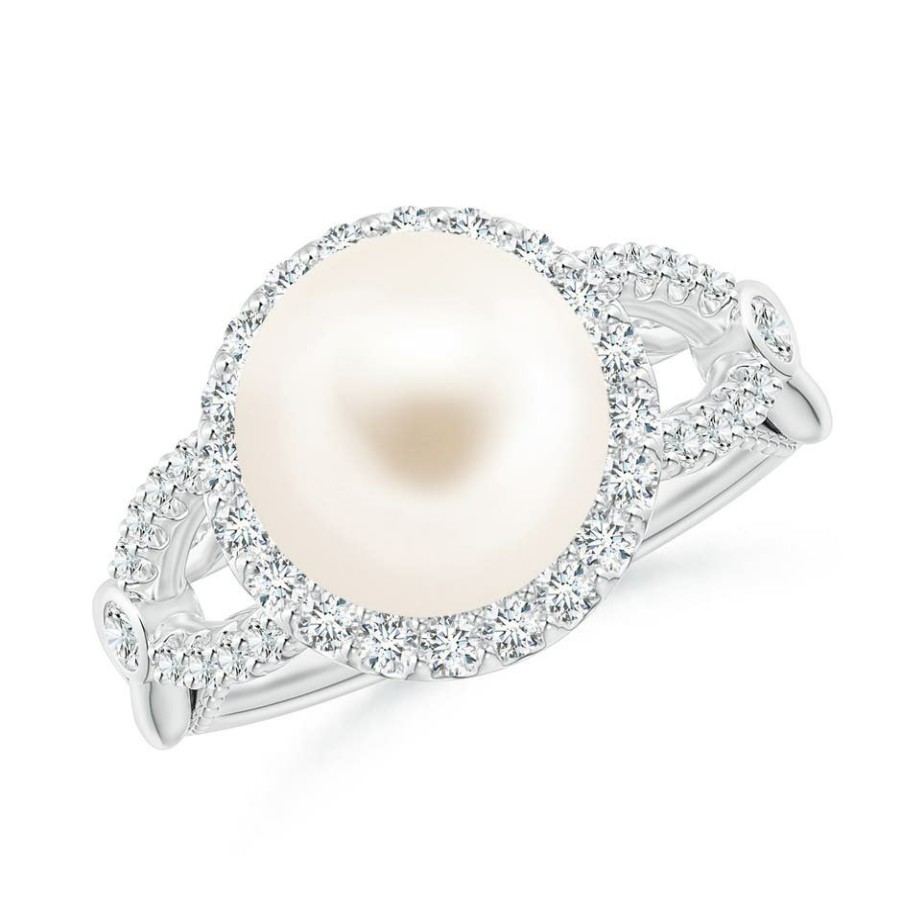 Rings Angara Freshwater Pearl | Freshwater Pearl Halo Infinity Ring