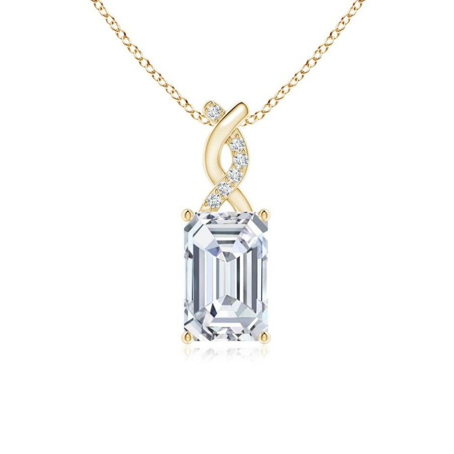 Necklaces Angara Diamond | Lab-Grown Diamond Pendant With Entwined Bale