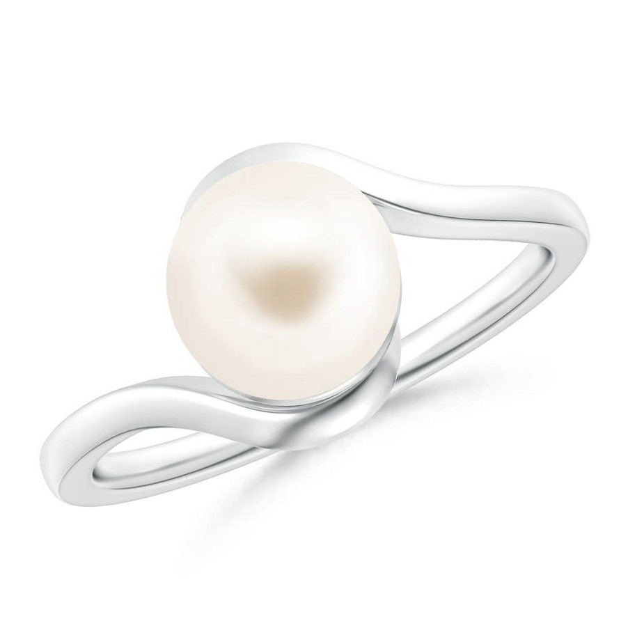 Rings Angara Freshwater Pearl | Freshwater Pearl Solitaire Bypass Ring