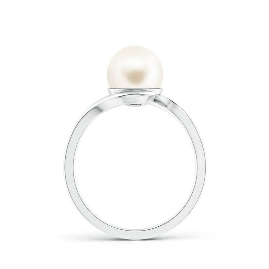 Rings Angara Freshwater Pearl | Freshwater Pearl Solitaire Bypass Ring