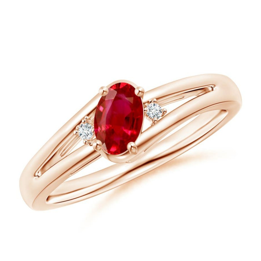 Rings Angara Ruby | Ruby And Diamond Split Shank Ring