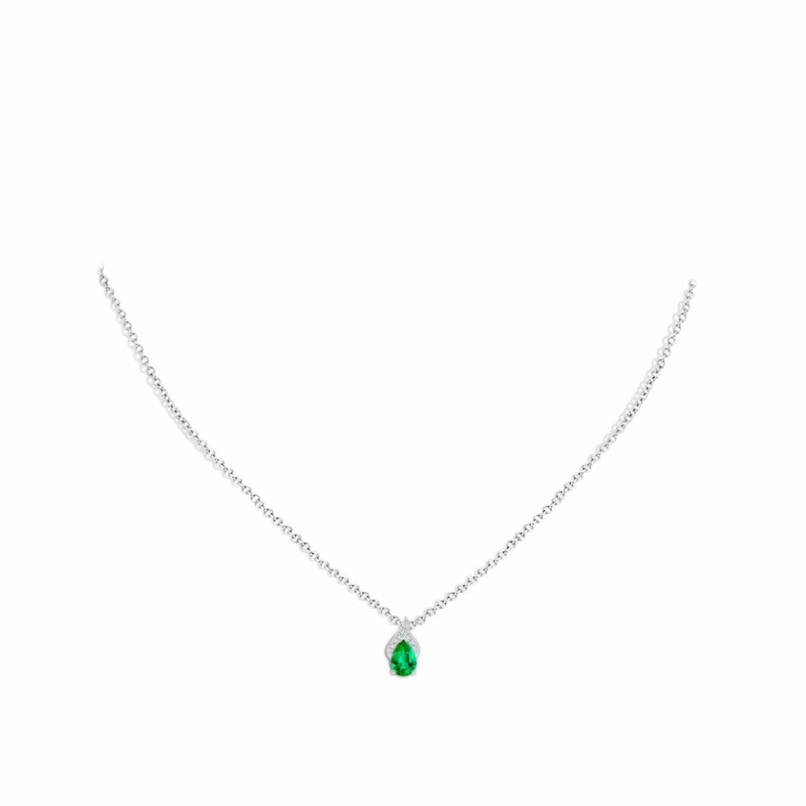 Necklaces Angara Emerald | Solitaire Pear-Shaped Emerald Flame Pendant