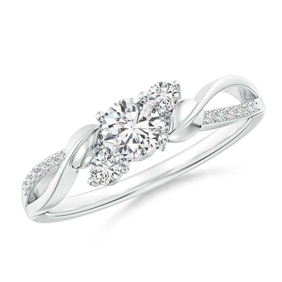 Rings Angara Diamond | Three Stone Diamond Twisted Vine Ring