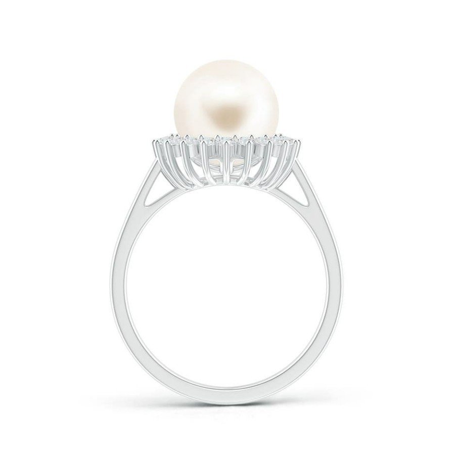 Rings Angara Freshwater Pearl | Freshwater Pearl Ring With Floral Halo