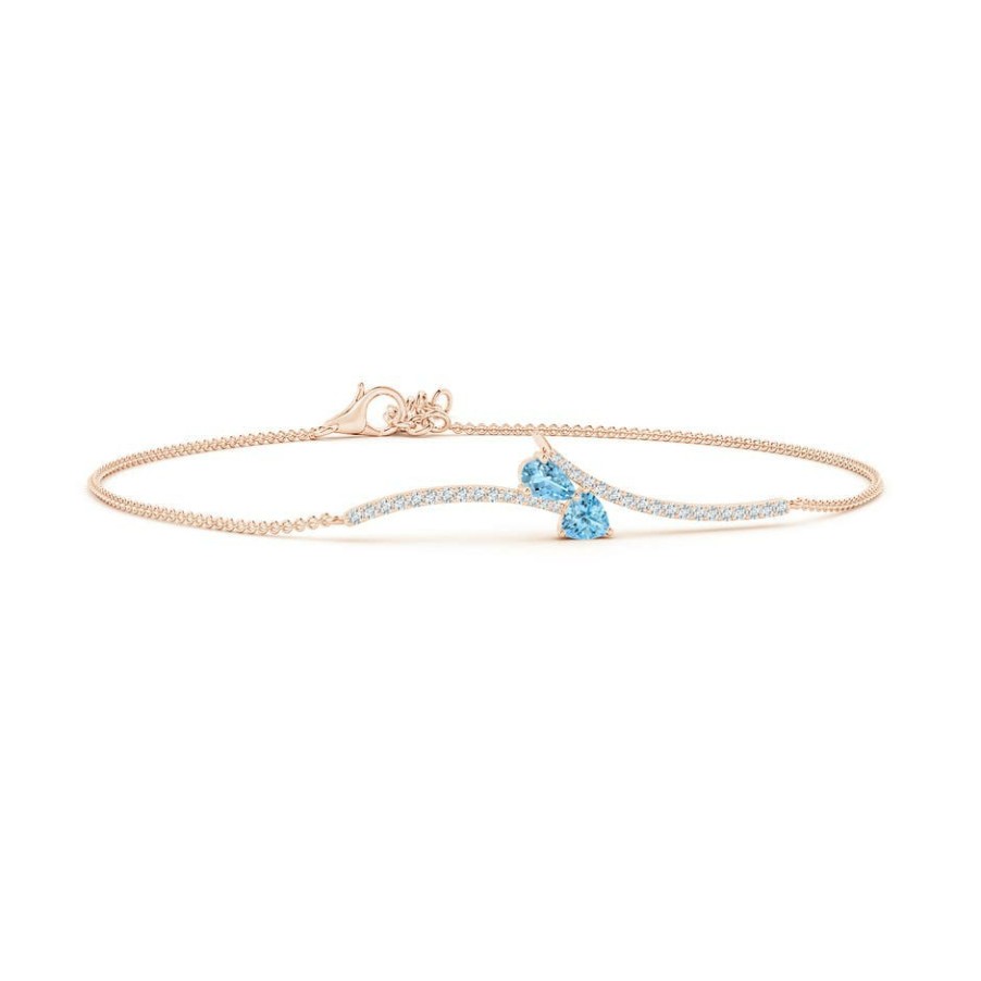 Bracelets Angara Aquamarine | Pear And Trillion Aquamarine Pisces Bracelet With Diamonds