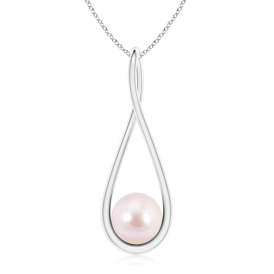 Necklaces Angara Akoya Pearl | Solitaire Japanese Akoya Pearl Cradle Pendant