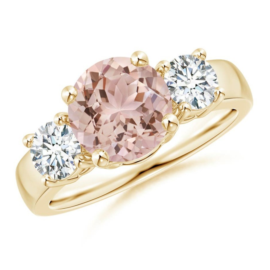 Rings Angara Morganite | Classic Morganite And Diamond Three Stone Engagement Ring