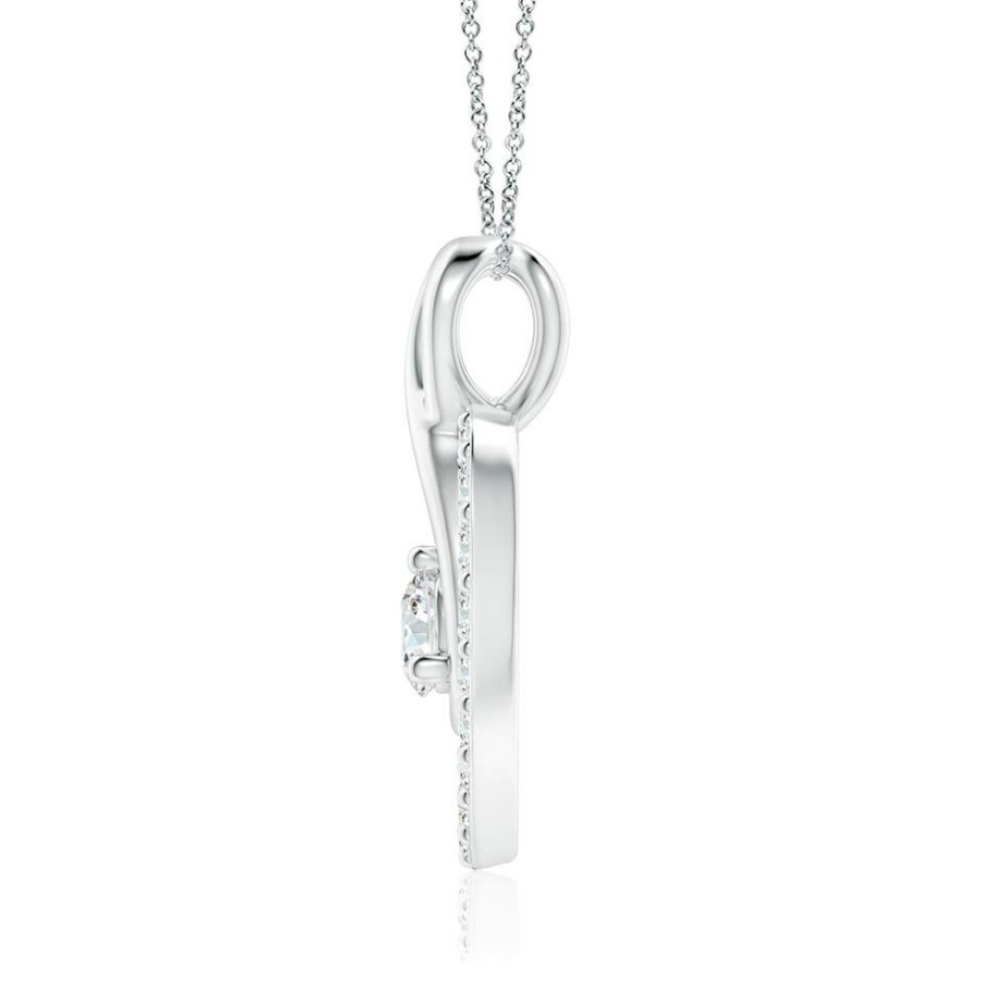 Necklaces Angara Diamond | Diamond Heart Pendant With Infinity Loop